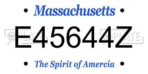 E45644Z Massachusetts License Plate
