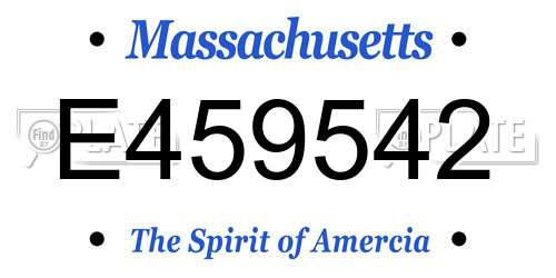 E459542 Massachusetts License Plate