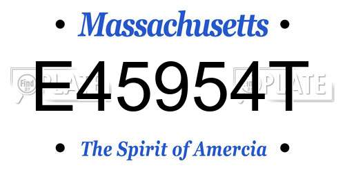 E45954T Massachusetts License Plate