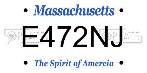 E472NJ Massachusetts License Plate