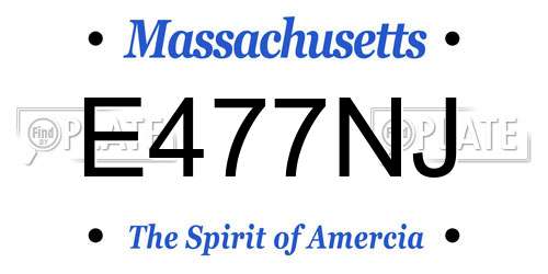 E477NJ Massachusetts License Plate