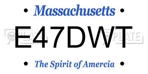 E47DWT Massachusetts License Plate