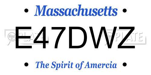 E47DWZ Massachusetts License Plate