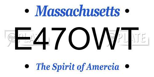 E47OWT Massachusetts License Plate
