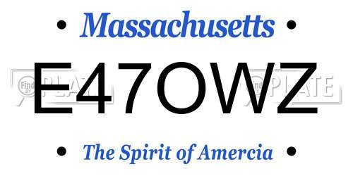 E47OWZ Massachusetts License Plate