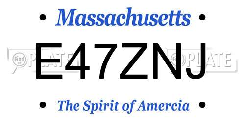 E47ZNJ Massachusetts License Plate