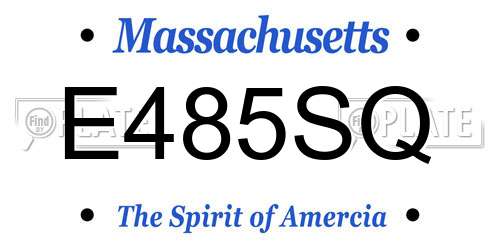 E485SQ Massachusetts License Plate