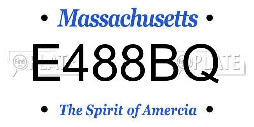 E488BQ Massachusetts License Plate