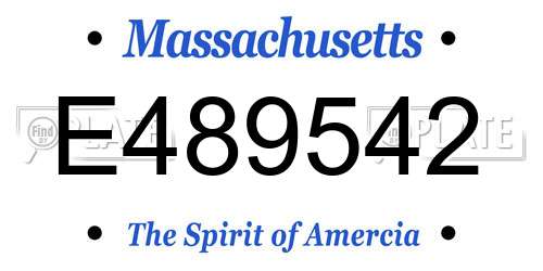 E489542 Massachusetts License Plate