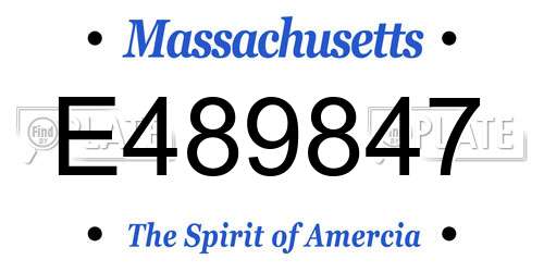 E489847 Massachusetts License Plate