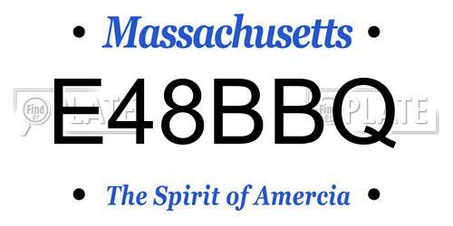 E48BBQ Massachusetts License Plate