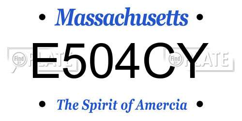 E504CY Massachusetts License Plate