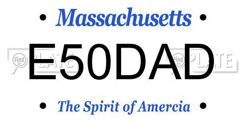 E50DAD Massachusetts License Plate