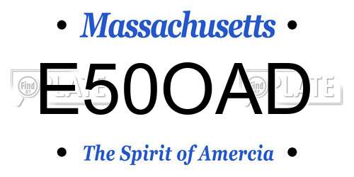 E50OAD Massachusetts License Plate