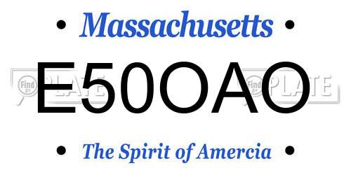 E50OAO Massachusetts License Plate