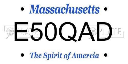 E50QAD Massachusetts License Plate