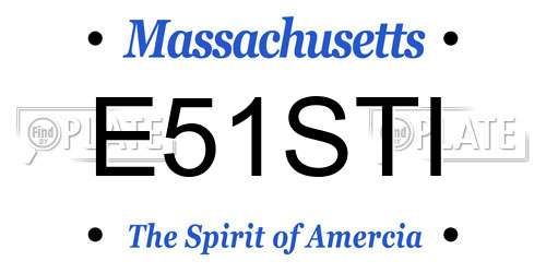 E51STI Massachusetts License Plate