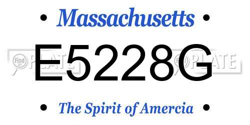 E5228G Massachusetts License Plate
