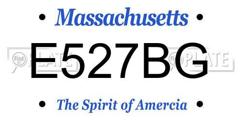E527BG Massachusetts License Plate