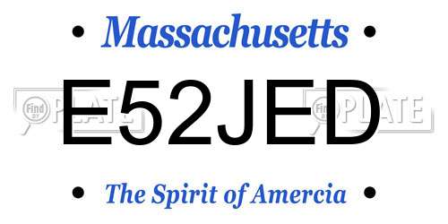 E52JED Massachusetts License Plate