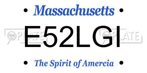 E52LGI Massachusetts License Plate