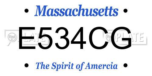 E534CG Massachusetts License Plate