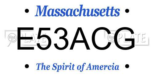 E53ACG Massachusetts License Plate