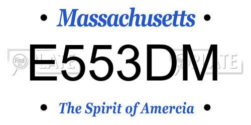 E553DM Massachusetts License Plate
