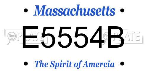 E5554B Massachusetts License Plate