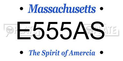 E555AS Massachusetts License Plate