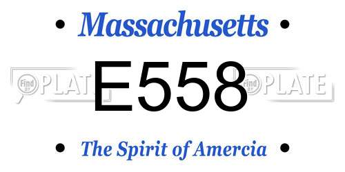 E558 Massachusetts License Plate
