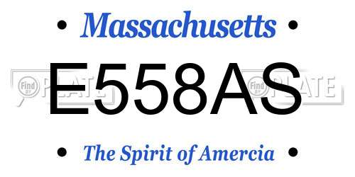 E558AS Massachusetts License Plate
