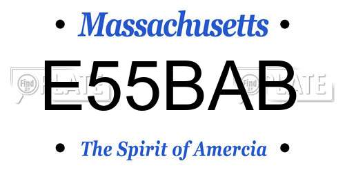 E55BAB Massachusetts License Plate