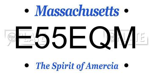 E55EQM Massachusetts License Plate