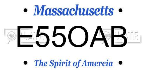 E55OAB Massachusetts License Plate