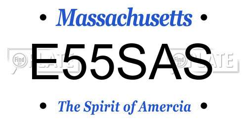 E55SAS Massachusetts License Plate
