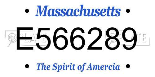 E566289 Massachusetts License Plate