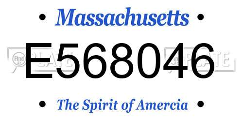 E568046 Massachusetts License Plate