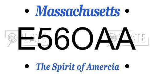 E56OAA Massachusetts License Plate