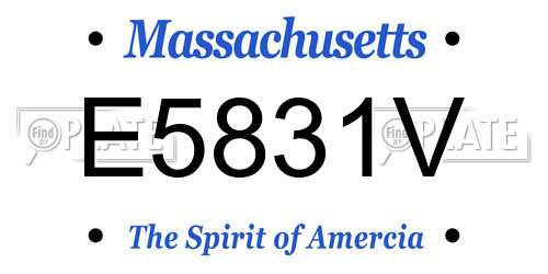E5831V Massachusetts License Plate