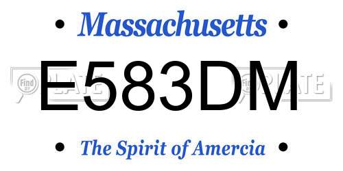 E583DM Massachusetts License Plate