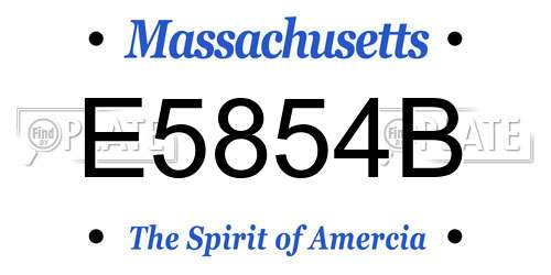E5854B Massachusetts License Plate