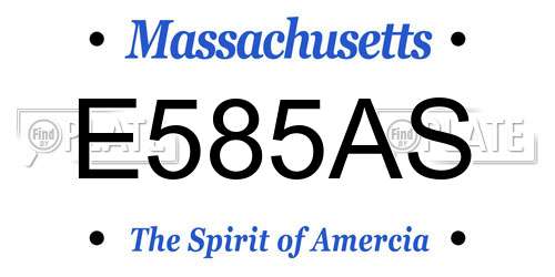 E585AS Massachusetts License Plate