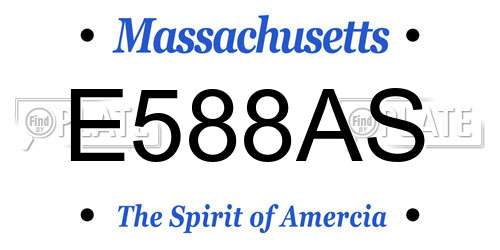 E588AS Massachusetts License Plate