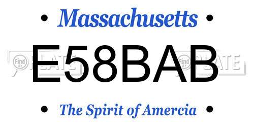 E58BAB Massachusetts License Plate