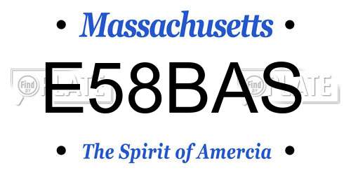 E58BAS Massachusetts License Plate