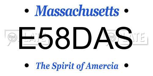 E58DAS Massachusetts License Plate