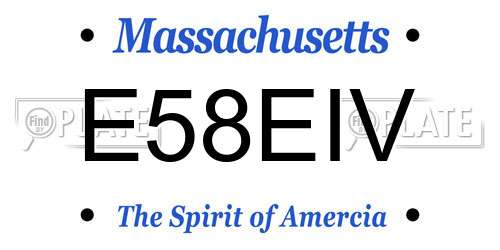 E58EIV Massachusetts License Plate