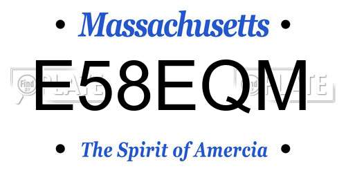 E58EQM Massachusetts License Plate