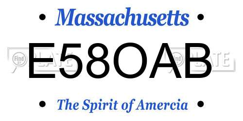 E58OAB Massachusetts License Plate